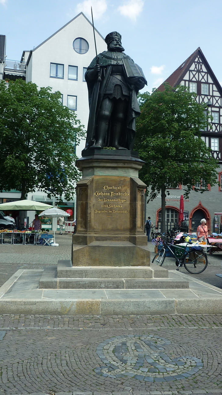 hanfried, Thuringian monument, pronkskuju, turul, Jena, Ülikooli asutaja, värvikas linnaelu