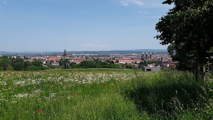 Bamberg, skyline, weergave, Altenburg, oude kasteel weg, lente