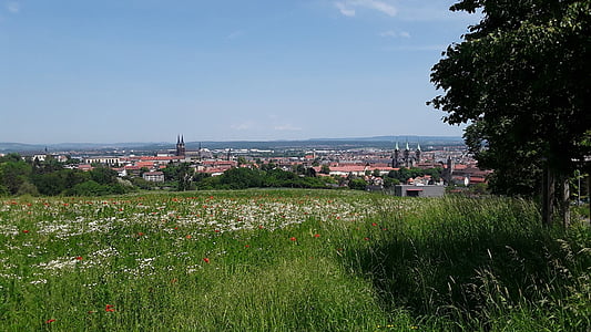 Bamberg, Panorama, pohled, Altenburg, Stará cesta na hrad, jaro