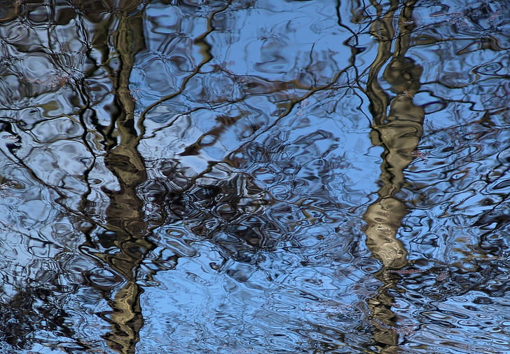 air, refleksi, mirroring, gelombang, permukaan air, biru, alam