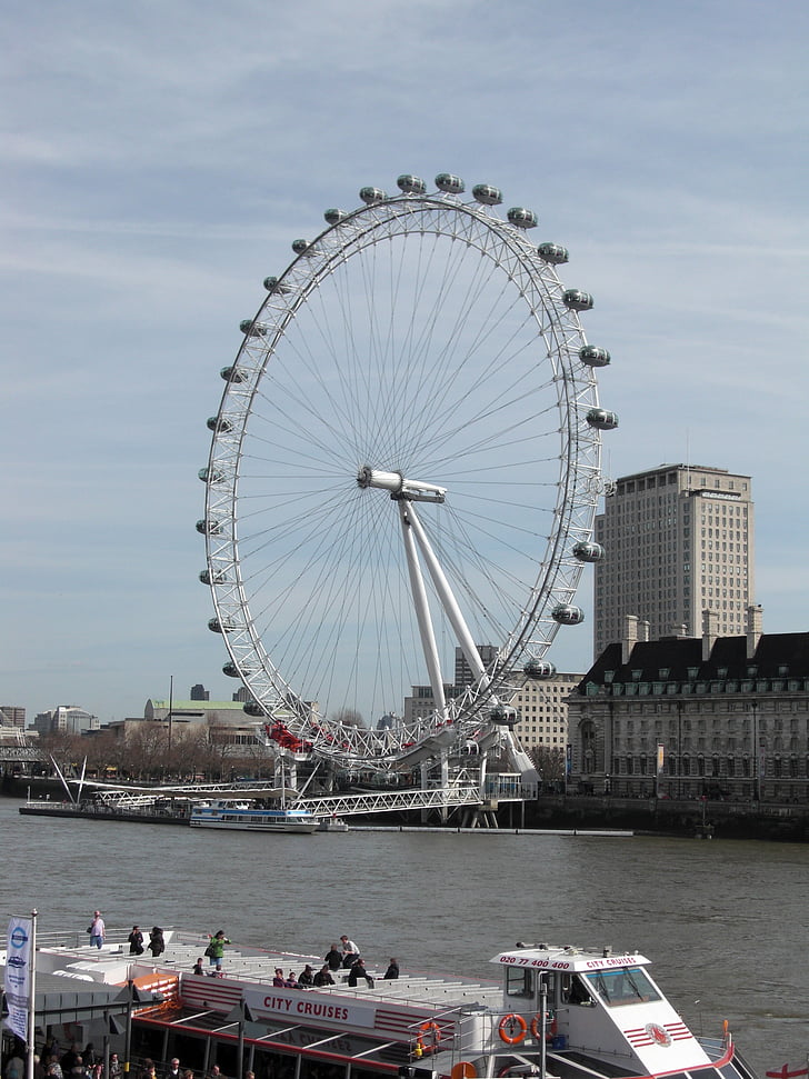 London eye, Londyn, Anglia, Wielka Brytania, River thames, Wiedeńskie koło diabelskie, Londyn - Anglia