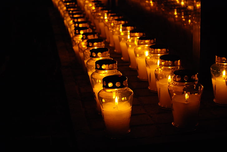 pokopališče, sveča, sveče, svetlobe, mrtvih, vsi sveti