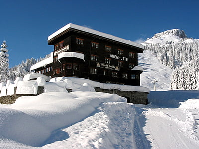 zimné, auenhütte, sneh, Kleinwalsertal, Alpine, mrazivé, zasnežené