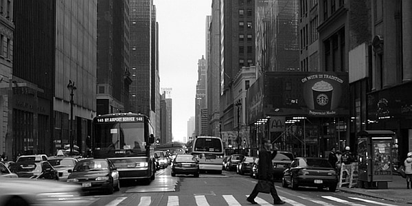 Manhattan, Avenida, rua, urbana, cidade, tráfego, ocupado