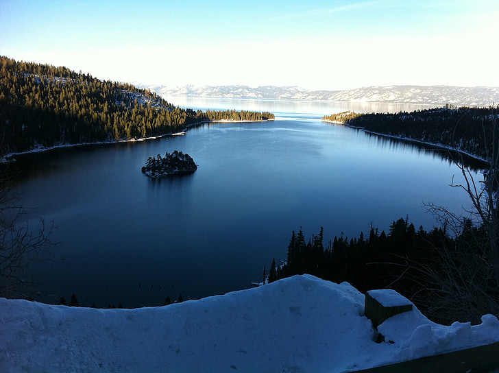 Lake tahoe, sneeuw, winter, landschap, wildernis, landschap, natuurlijke