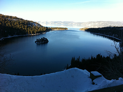 Lago tahoe, neve, Inverno, paisagem, natureza selvagem, cenário, natural