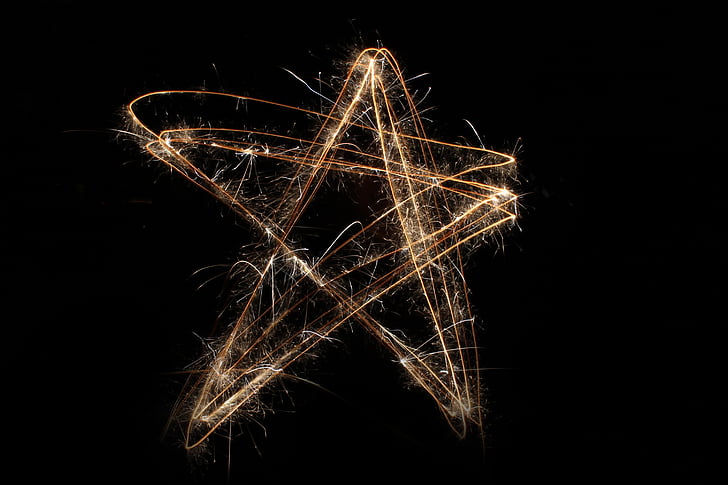 star, sparkler, 4th of july, circle, sparks, bright, party