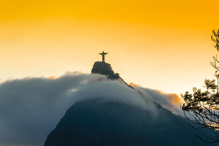 Rio, Rio de janeiro, Dél-Amerika, Brazília, Corcovado, Krisztus szobor, kereszt