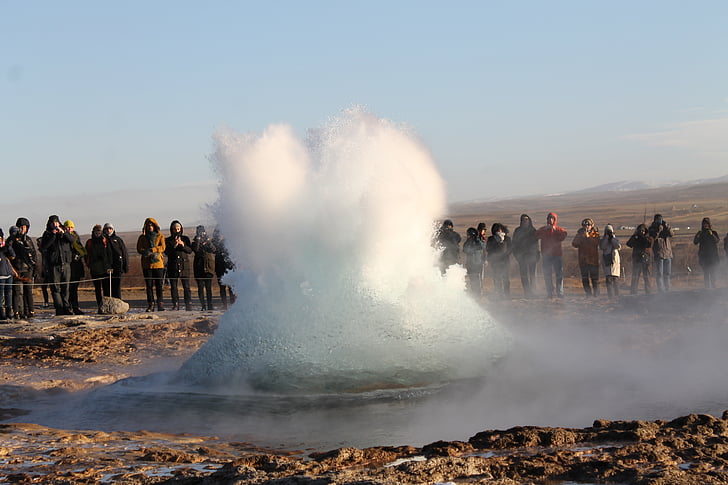 Geysir, vesi, suihkulähde, Islanti, Strokkur, Mielenkiintoiset kohteet:, purkaus