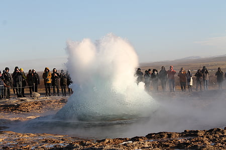 Geyser, air, air mancur, Islandia, Strokkur, tempat-tempat menarik, letusan
