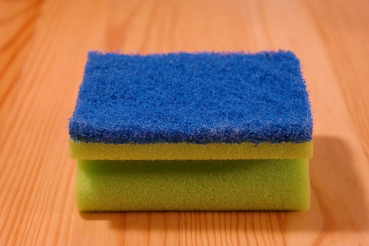 sponge, clean, rinse, blue, green, pot sponge, kitchen sponge