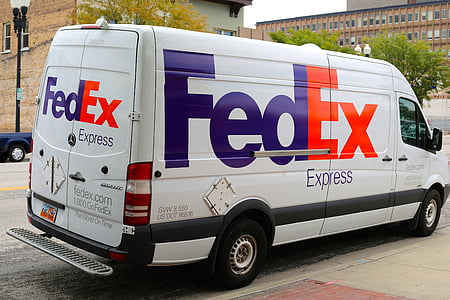auto, Van, FedEx, doručenie, preprava, vozidlo, preprava