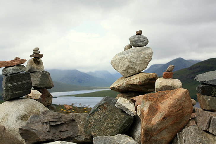 pedres, Escòcia, Senderisme, natura, Roca - objecte, equilibri, pedra - objecte