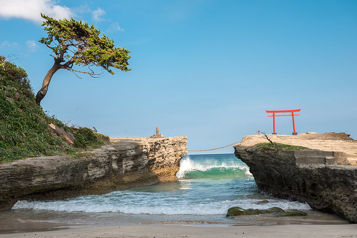 Pantai, Torii, Izu, Semenanjung, Shizuoka, air, Gerbang