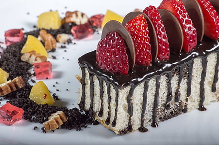 dessert, strawberries, food, fruit, cake, chocolate, romantic