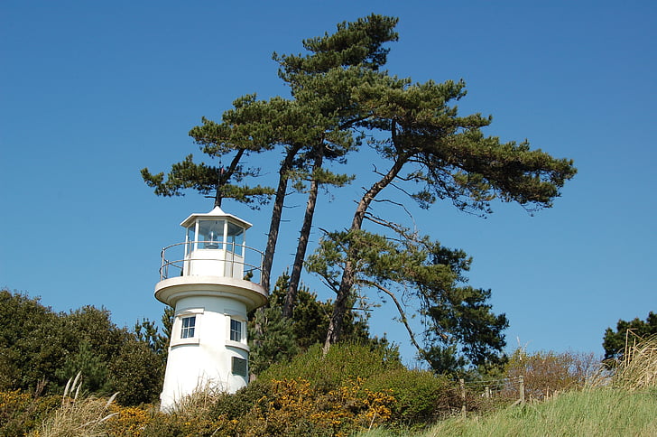 lighthouse, landscape, cliff, nautical, beacon, landmark, coastline