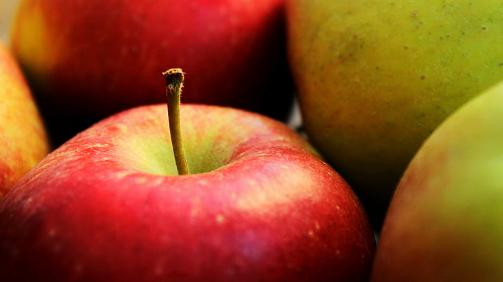 Jablko, červená, ovoce, jíst, pěstování, živě, jídlo