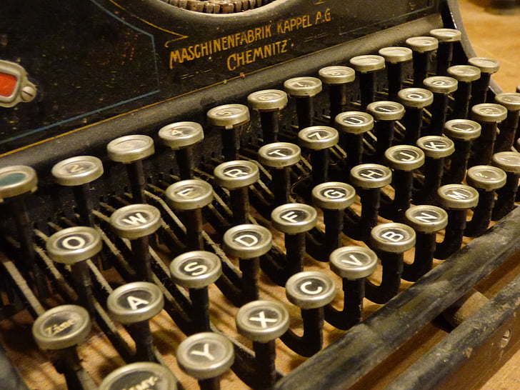 stroj, tlač, kľúče, písmo, písací stroj, papier, listy