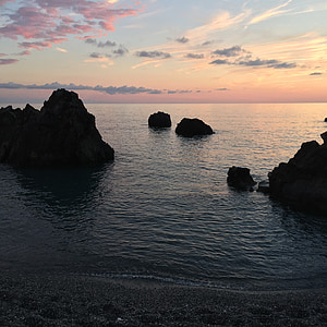 matahari terbenam, laut, Calabria-scalea, langit, cakrawala, Pantai, pemandangan