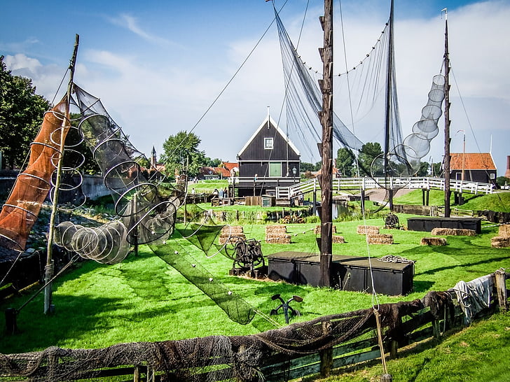 Zuiderzee museum, venkovní muzeum, řemesla, rybářský domek, síťované, autentické, kultur