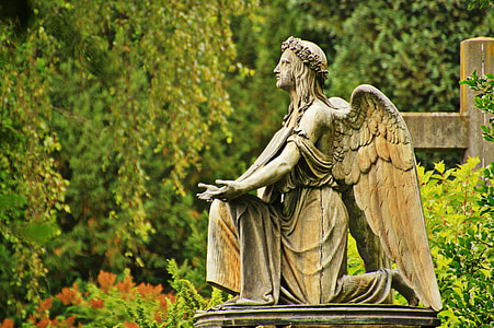 angel, stone angel, sculpture, grave, tombstone, cemetery, old cemetery