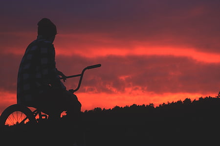 BMX, Západ slunce, slunce, jízdní kolo