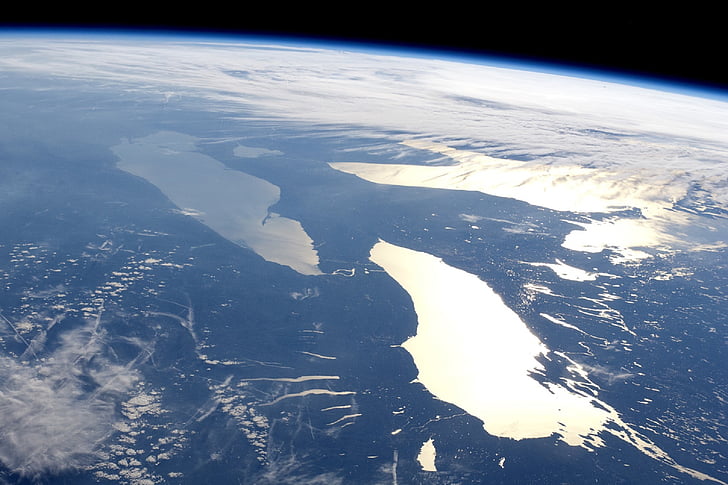jorden, plads, Se, kosmos, Canada, USA, store søer