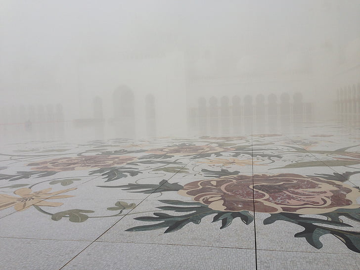 fog, flowers, moshe, abu dhabi, mosaic, ground, pattern