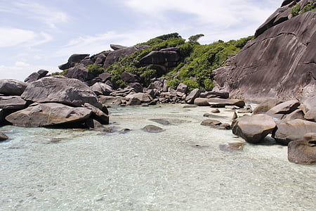 泰国, 海, 预订, 岩石, 海滩, 水, 夏季
