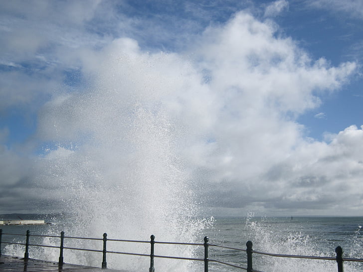 Penzance, mare, valuri, linia de coastă, Cornwall, Anglia, coastă