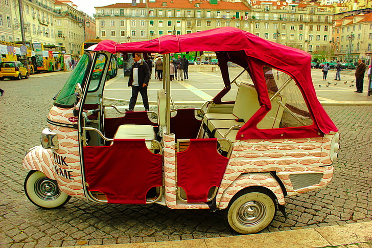 maskin, turism, Portugal, Lissabon, turist bil, taxi