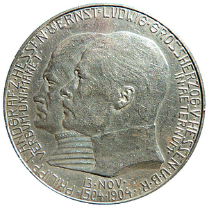 Mark, Hessen, Philipp, kovanec, valute, Numizmatika, Spominska