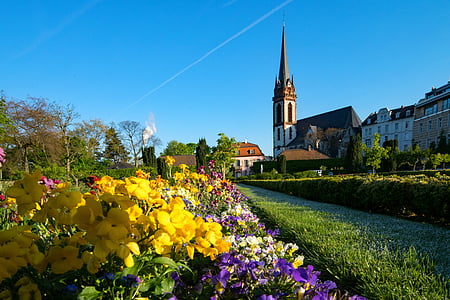 Prins georgs-tuin, Darmstadt, Hessen, Duitsland, Tuin, lente, bezoekplaatsen