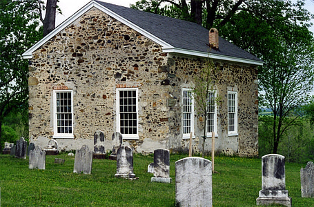 Iglesia, Cementerio, arquitectura, cristiano, escena, antiguo, piedra