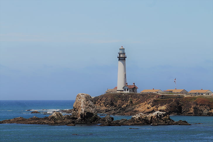lighthouse, seashore, california, tourism, landscape, beacon, maritime