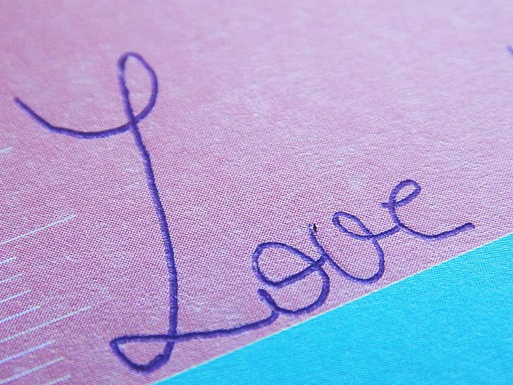 love, word, pink, blue, color
