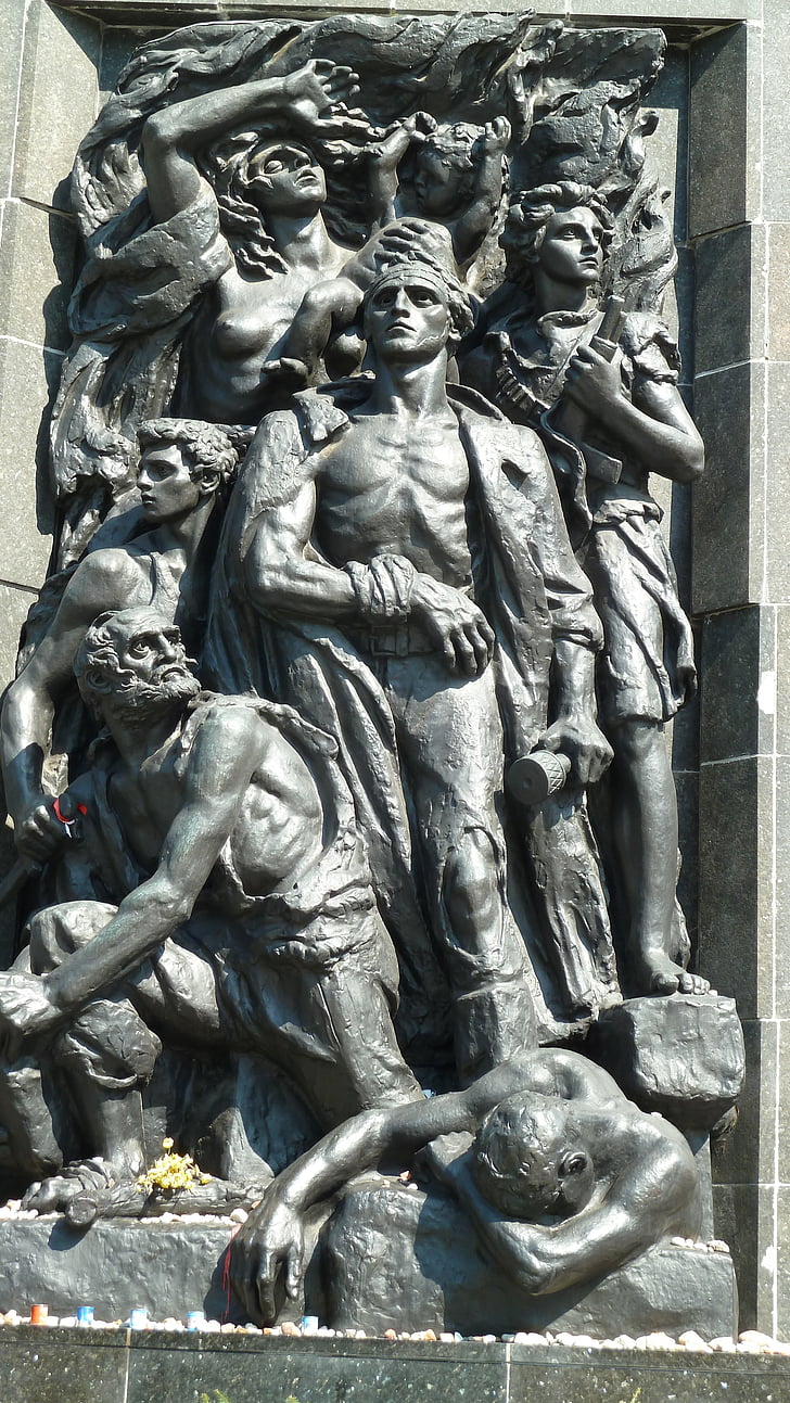 Varsovie, Juifs, Mémorial du ghetto, monument, bronze