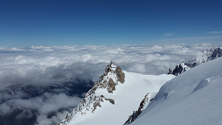 Aiguille du midi, Chamonix, horní stanice, vysoké hory, hory, alpské, Summit