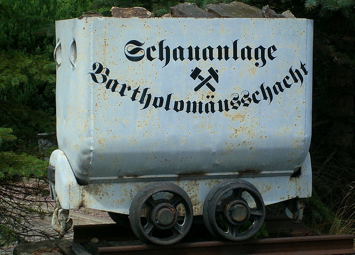 carrello di trasporto, con l'etichetta, Nota, Museo, brand-erbisdorf, Monti Metalliferi, miniera