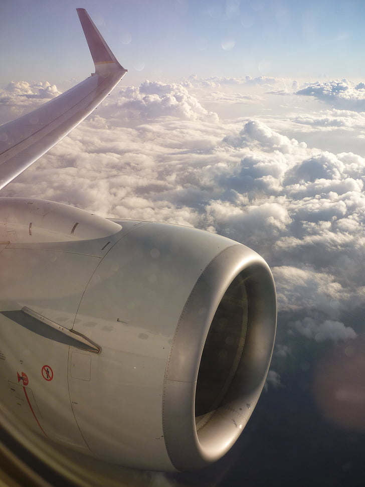 aircraft, sky, clouds, engine, fly, flight, travel