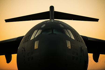aviões, avião, carga, avião, c-17, militar, transportes