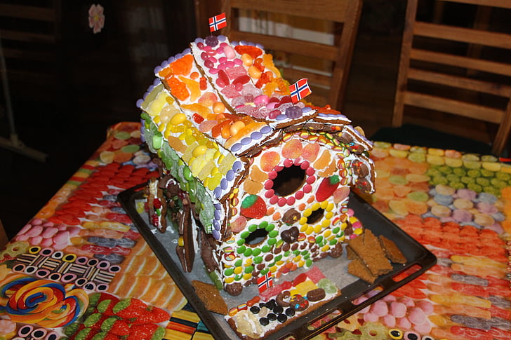 Casa di Pan di zenzero, caramella, delizioso, decorazione di Natale, mangiare, nibble, tempo di Natale