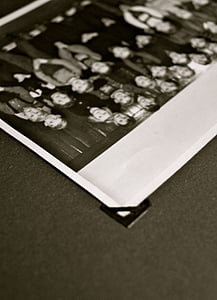 Foto, album, vecchio, storicamente, nero, bianco, album fotografico