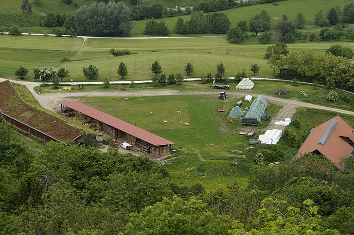 ферма, Чифлик, от горе, общ преглед, селски, Боденското езеро, Hegau