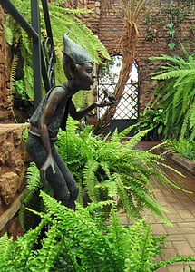 сад, Ельфи, жаба, фантазія, Статуя, зелений будинок, папороті