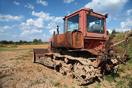 traktor, crawler traktor, gammel teknik
