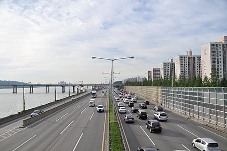 Transport, Fahrzeug, Straße, pendeln, Seoul, Verkehr, Autobahn
