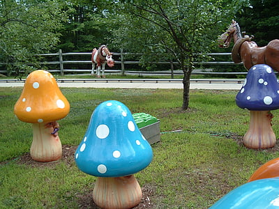 playful, mushrooms, fun, amusement, playing, whimsical, park