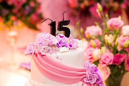 ψημένο, κέικ, σχήμα, κερί, γενέθλια, κόμμα, διακόσμηση