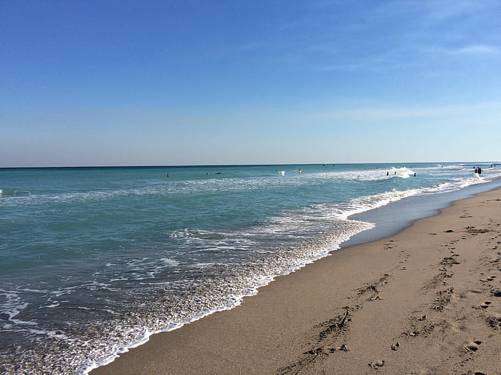 плаж, Бока Рейтън, Флорида, море, пясък, брегова линия, природата